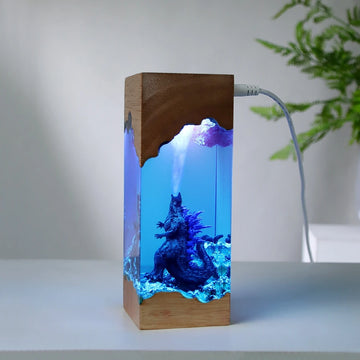 God Zillas Resin Night Light Creative Craft Handmade Decor For Home Office Desk Holiday Birthday Party Festival Gift Ornament