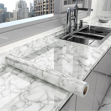 Kitchen Oil-Proof Film Stove Waterproof Moisture-Proof Wallpaper Countertop Self-Adhesiv Cabinet Renovation Tile Marble Sticker