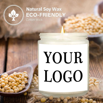 1pcs soy wax Custom photo white scented candle gift - personalized with logo/design sticker - birthday wedding corporate gift