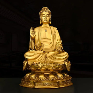 Copper Shakyamuni Buddha Sitting Lotus Flower decor,bring lucky Home decor