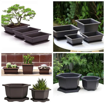 Rectangular Flowerpots Bonsai Flower Pot Imitation Purple Clay Pots Outdoor Garden Succulent Plants Pot Landscape Vase
