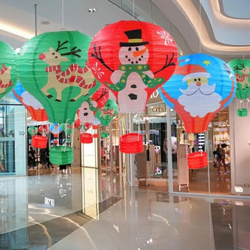 1PC Santa Claus Elk Hot Air Balloon 12 Inch Paper Lantern Lampshade DIY Crafts Ceiling Hanging Xmas Decorations Party Supplies