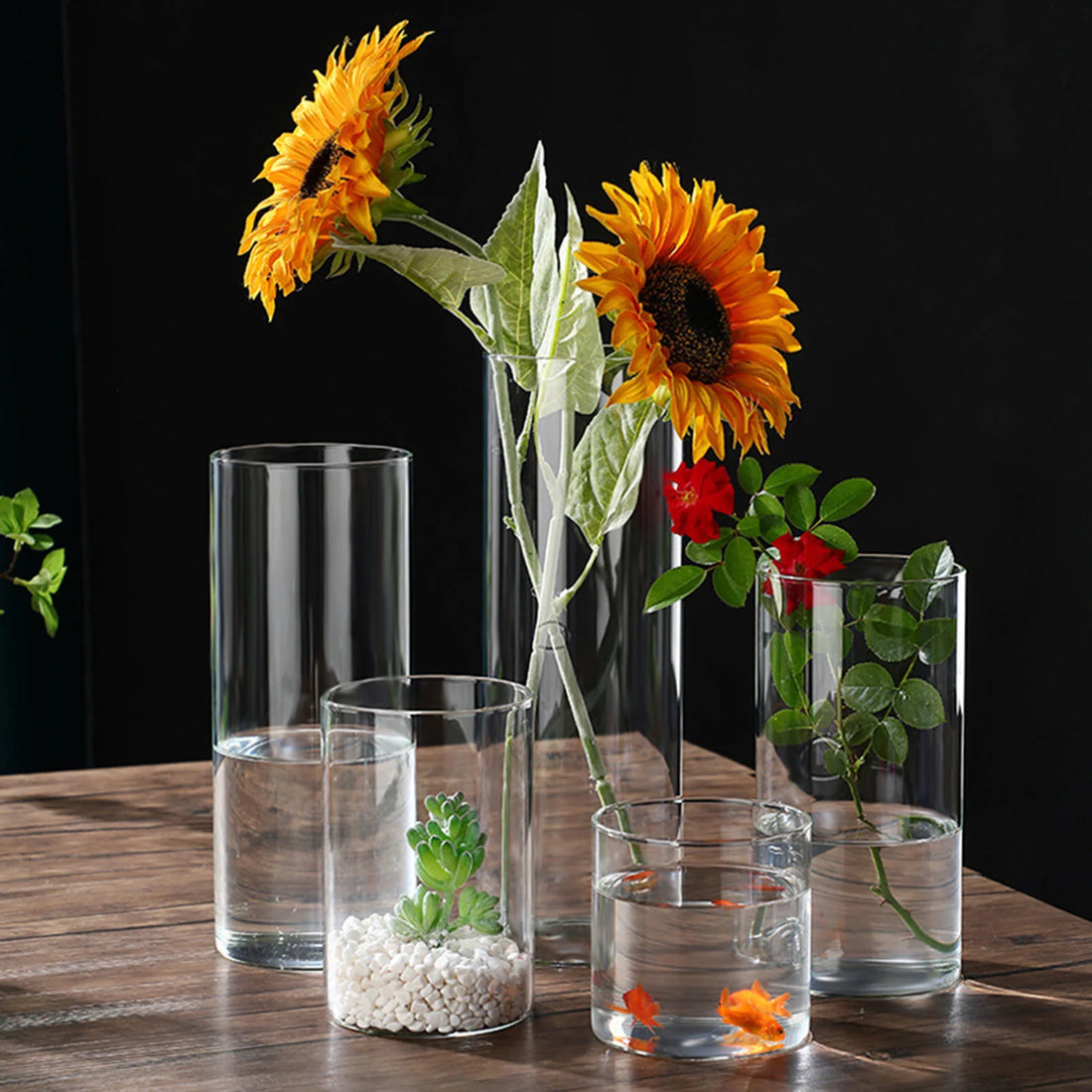 Glass Desk Vase Flower Vase Modern decoration Small Cylinder Flower Centerpiece Vases for Home Office Wedding Table