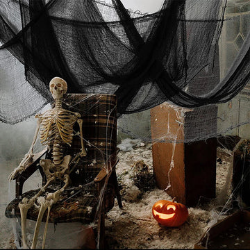 Horror Halloween Decor,2m Black Creepy Gauze Cloth,Spider Webs,Black Gothic Goth Home Decor,Scary House Decorations