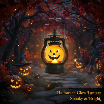 Hanging Pumpkin Lantern Light LED Ghost Lamp Halloween Candle Light Retro Small Oil Lamp Halloween Party Home Decor Horror Props
