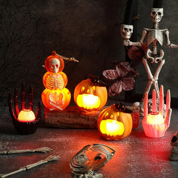 Halloween Candle Holder Decoration Desk Accessorie Party Decoration Scary Ornament Pumpkin Ghost Accessorie Room Decor