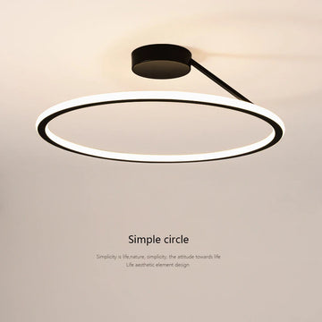 Modern Simple Circle Led Ceiling Chandelier Round Ring Aluminium Dimmable Bedroom Lamp Lighting Study Room Luster Light Fixtures
