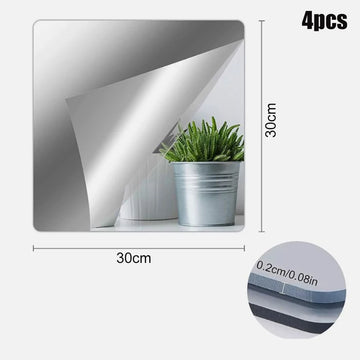 4PCS Acrylic Mirror Soft Plastic Mirror Sheets Wall Mirror Tile Decorative Mirrors Sticker Wall Tile Window Stickers For Home