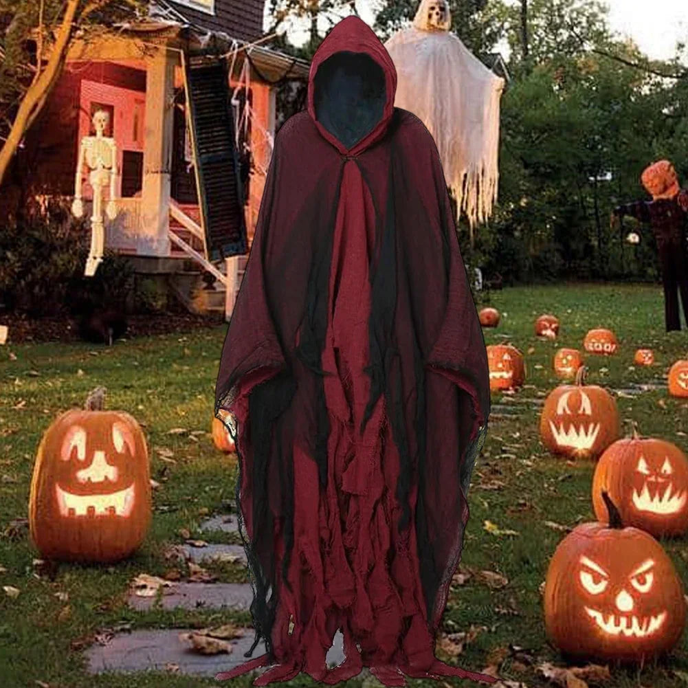 1PC Halloween Cloak Cape Zombie Skeleton Ghost Costume Cosplay Robe Scary Party Decoration Prop for Kids Adults Accessory