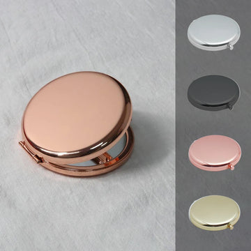 1pc Double-Sided Small Mirror Portable Doublesided Metal Makeup Mirror Foldable 1X 2X Magnifying Cosmetic Pocket Mirrors