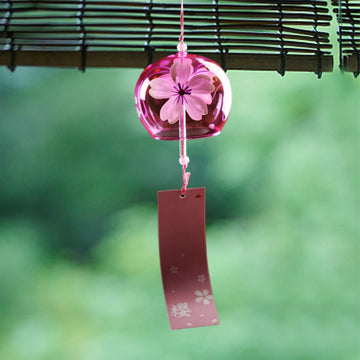 Japanese Style Cherry Blossom Wind Chimes Romantic Flower Blossom Small Wind Bells Decoration Home Glass Japan Styles Pendant