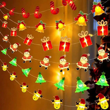1PC20LED Copper wire light string snowman Christmas tree Santa Claus crutch snowflake bell shaped Christmas decoration lights