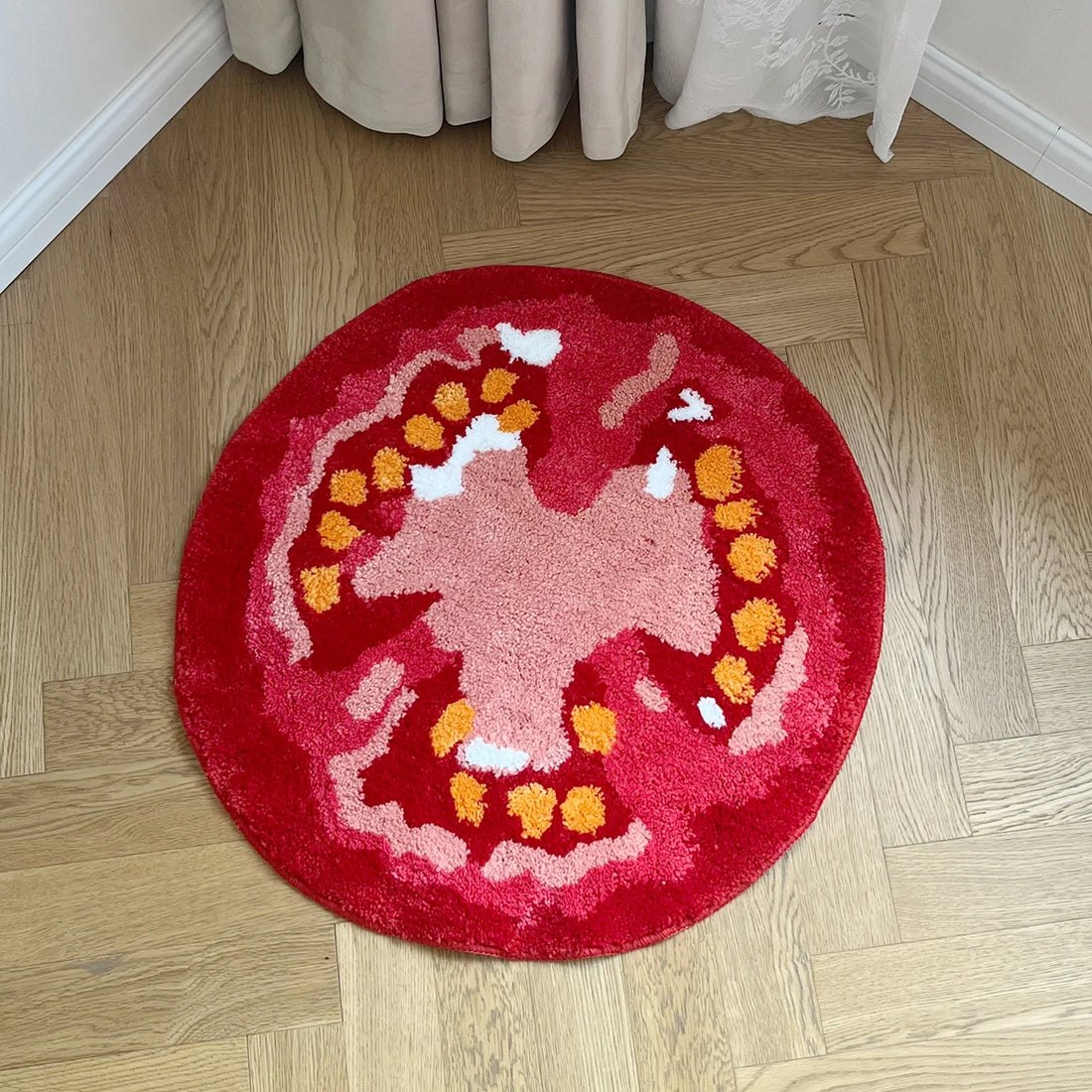 Tomato Fruit Tufted Rug Cartoon Funny Pattern Rug Living Room Indoor Entrance Floor Mat Bedroom Bedside Area Decor Rugs Soft