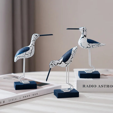 3pcs Wooden Seagull Figurine Nautical Decorations Ornaments Mediterranean Style Coastal Beach Room Garden Decoration for Bedroom