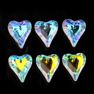 6pcs Heart Crystal Pendant Hanging Sun Catcher Glass Prism Charm Beads for DIY Craft Jewelry Necklace Earrings Making Home Decor