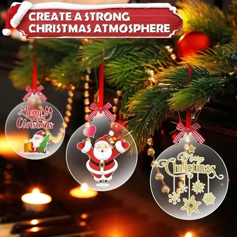 10pcs Acrylic Discs Christmas Tree Hanging Ornament DIY Blank Circle Xmas New Year Decor for Home Clear Bauble Ball Crafts