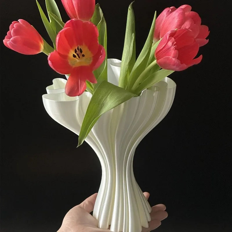 3D Stereoscopic Printing Artistic Vase White Modern Simple Luxury Nordic Living Room Vases Creative Interior Home Decoration