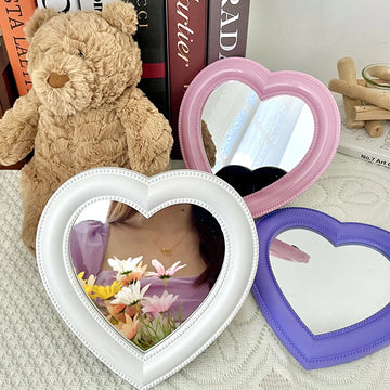 Heart-shaped Cosmetic Mirror New Decorative Mirror Girl Heart Student Dormitory Living Room Decor Makeup Cosmetic Beauty Tool