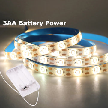 3AA Battery Power Led Strip Light 2835 1M 2M 3M 4M 5M Night Lamp Flexible Ribbon Tape White/Warm White/Blue Room TV Backlight