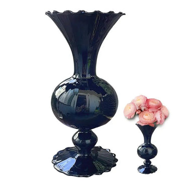 Geometric Glass Vase Black Aesthetic Flowers Bubble Vases Home Decoration Ornament Modern Geometric Vase For Office Exhibition