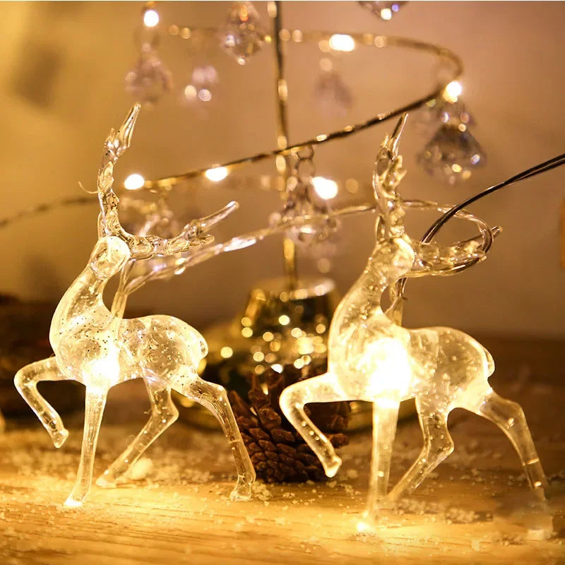 1.5m 10LED Deer Light String Christmas Elk-shaped Xmas Tree Elk Decor Merry Christmas 2024 Noel Natal Navidad Happy New Year