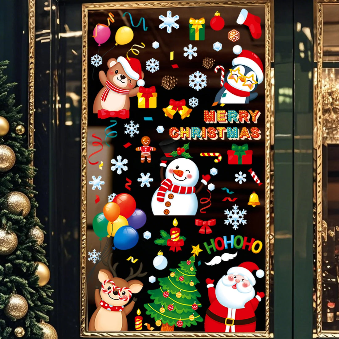 Christmas Window Stickers Merry Christmas Decorations for Home 2025 Christmas Wall Sticker Kids Room New Year Decoration 2026