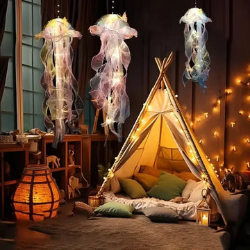 1PCS Gradient Jellyfish Light Decoration LED Light Festival Pendant Courtyard Lighting Handmade Small Colorful Lamp Night Light