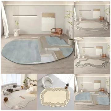 VIKAMA 2.0 Upgraded Material Ins Cream Irregular Living Room Children's Entryway Carpet Bedroom Bedside Rug Mat Home Decor