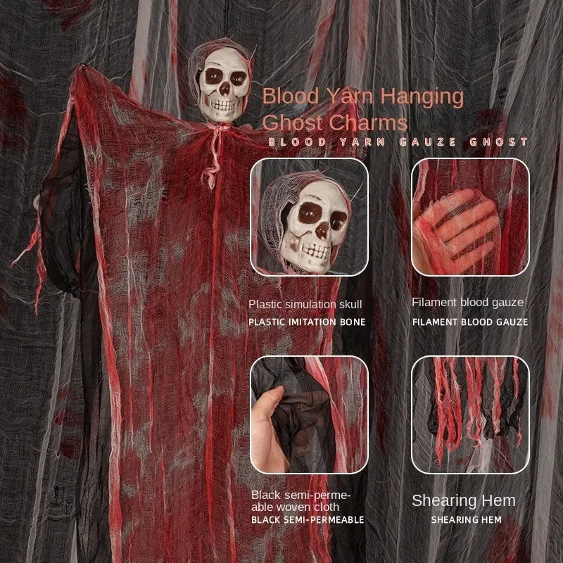 1-10PCS Halloween Hanging Decoration Grim Reaper Ghost Skull Skeleton Prop for Haunted House Garden Bar Scary Party Decor Use