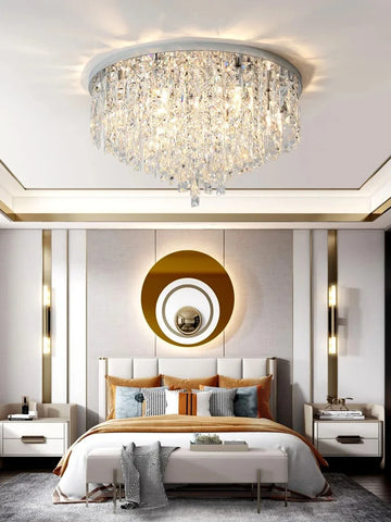 Modern Bedroom Crystals E14 Ceiling Lamp Lustre Lamp Steel Led Ceiling Lights Art Deco Led Chandelier Lighting Fixtures Lamp