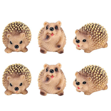 3/6pcs Mini Resin Hedgehogs Figurines, Forest Animal Miniature Fairy Garden Micro Landscape Ornament, DIY Craft Decoration