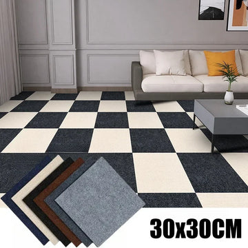 30x30CM DIY Self Adhesive Carpet Floor Tiles Sticker Square Rugs Peel And Stick Mat Flooring For Kitchen Home Decor Carpets 