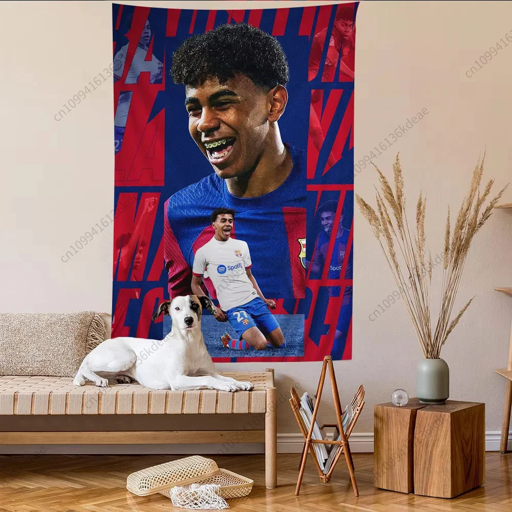 Wall Tapestry Decor L-Lamine Football Star Y-Yamal Anime Tapestry Flags Bedroom Dorm Wall Hanging Background Cloth Festival Gift