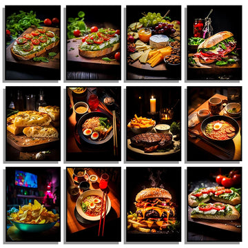 Food Kitchen Poster Printing Meat Burger Pizza Canvas Painting Restaurant Decoration Wall Art Picture Home Decor Frameless Gifts