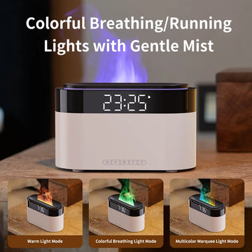 New Remote Control Alarm Clock Aroma Diffuser Ambient Light Diffuser Humidifier Home Desktop Flame Humidifier And Aroma Diffuser