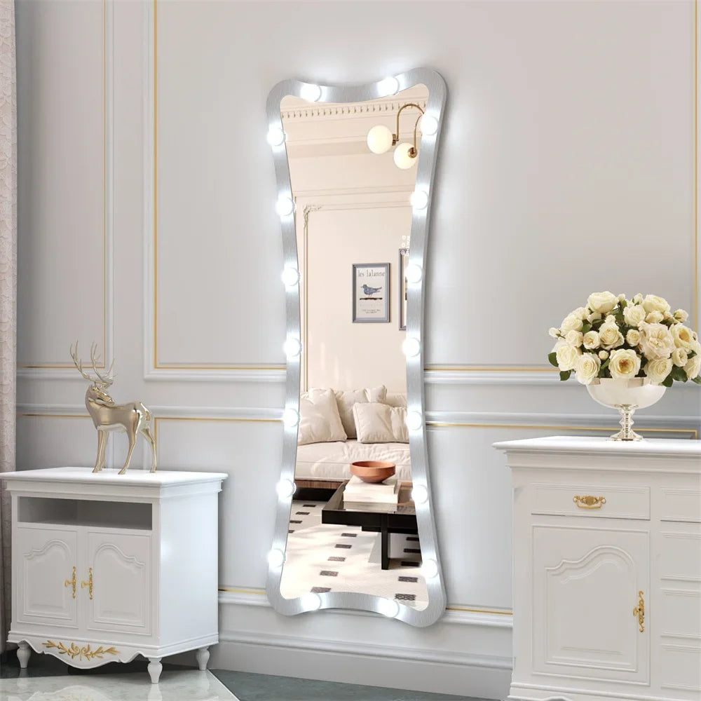 63x24 in Full Length Mirror three color Mode Lighting Standing Floor Mirror Suitable For Makeup Bedroom or Wall mounted