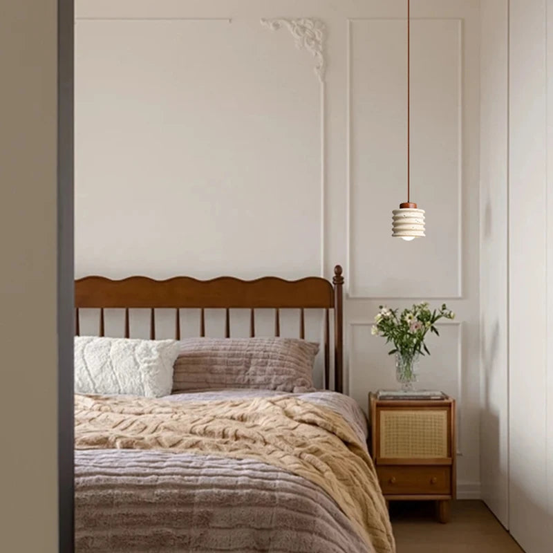 IWHD Loft Decor LED Pendant Lights Fixture Bedroom Dining Living Room Yellow Travertine Wabi Sabi Hanging Lamp Lighting Lampara