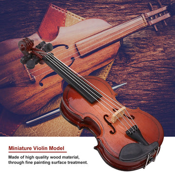 Mini Musical Instrument Model Miniature Violin Model with Stand Case Dollhouse Accessories Mini Musical Instrument Decor Gift