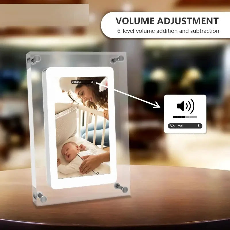 Acrylic Digital Photo Frame 5 Inch 1000mAh IPS Screen 4G Memory Volume button Speaker Type C Cut Gift for Loved Porta Retrato