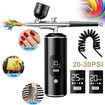 Airbrush with Compress for Nails Painting Tattoo Cake Crafts Portable Air brush Kit with Compress Cordless Mini Paint Spray Gun