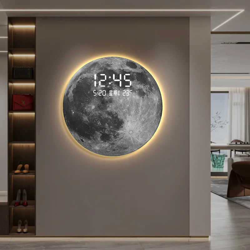 Modern Minimalist Living Room Moon Light Wall Art Dining Room Mars Digital Display Painting Entryway Carved Mural