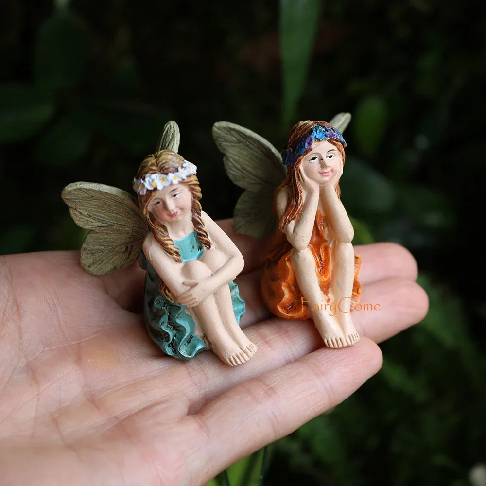 Miniature Garden Fairies Figurines Resin Mini Fairy Statue Figure Fairy Garden Ornaments Decorations Accessories