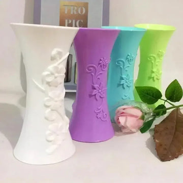 Pot Container Plastic Embossment Vase Flower Arrangement Home Office Table Decor Home Decoration Nordic Vase Flower Vase