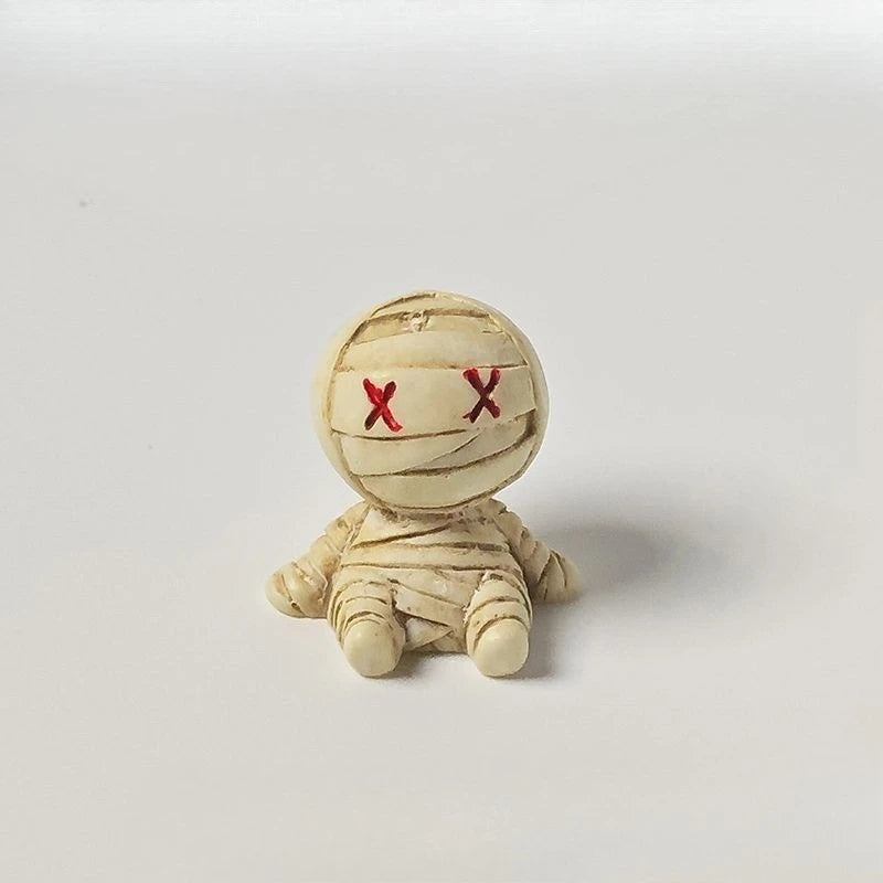 Cartoon Halloween Skeleton Figurines Resin Craft DIY Mummy Skull Statue 3D Cute Miniatures Ghost Ornaments