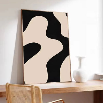 Abstract Minimalist Line Beige Black Posters Prints Canvas Painting Wall Art Pictures Modern Living Room Home Decoration