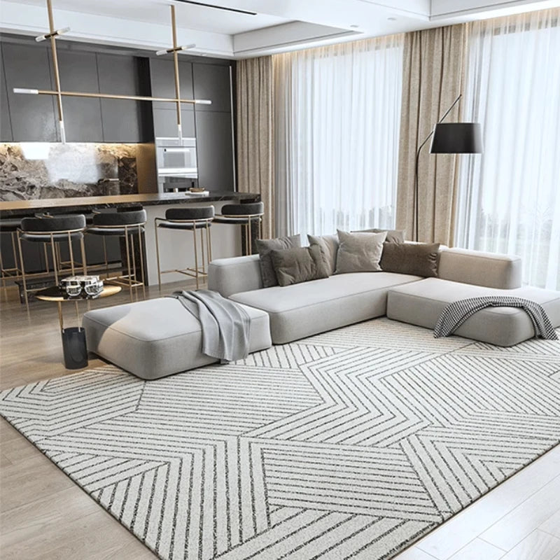 Modern Style Rugs for Bedroom Minimalist Living Room Decoration Line Carpet Thick Plush Lounge Floor Mat Fluffy Soft Bedside Rug