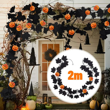 Halloween Artificial Maple Leaf Vine Thanksgiving Harvest Festival Autumn Black Home Outdoor Garden Doorway Stair Decorations