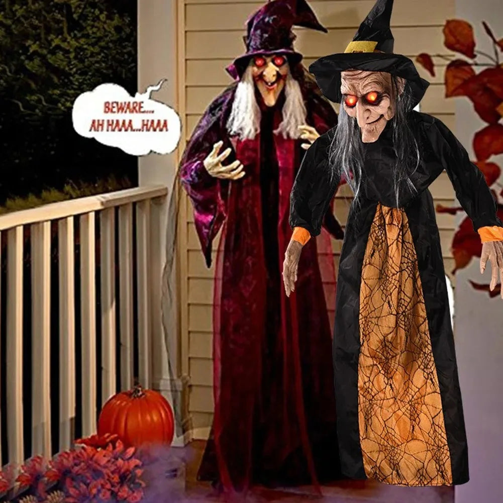 1Pc Halloween Witch Ghost Decor Horror Pendant Glowing Prank Props Electric Toys Haunted House Bar Club Home Festival Decoration