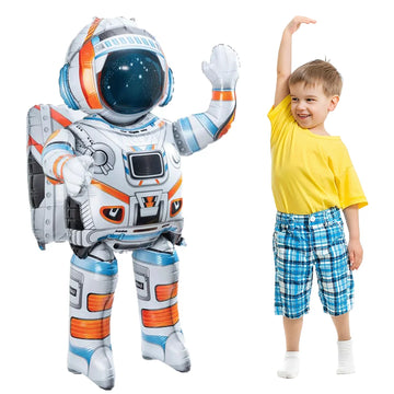 53inch 4D Standing Inflatable Astronaut Spaceman Foil Balloon for Boys Outer Space Galaxy Planet Theme Birthday Party Decoration