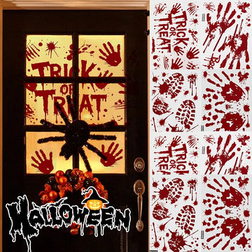 Halloween Decorations Window Stickers Reusable Bloody Handprint Footprint Horror Sticker Scary Realistic Tattoo Stickers Decors